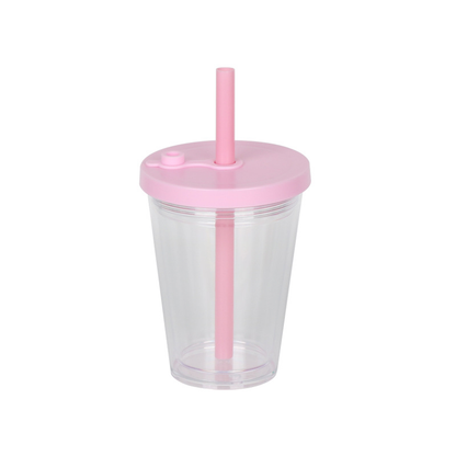 12oz Thick Straw Pearl Milk Tea Double Wall Snow Globe Boba Plastic Tapered Cup Tumbler with Predrilled Hole-CNLCA