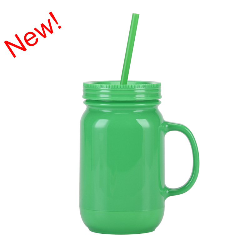 20oz Colorful Double Wall Plastic Rooster Cup Mason Jar With Handle-CNLCA