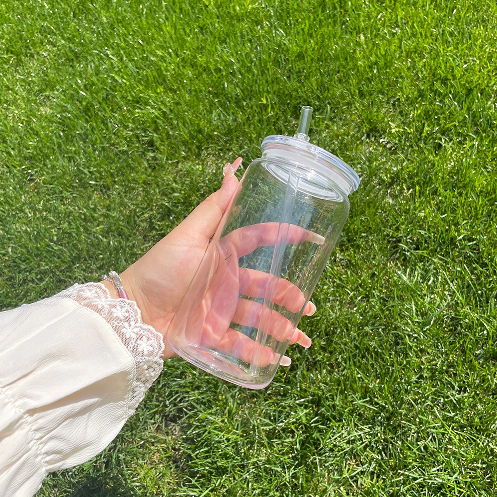 10Pack/25Pack 16oz Plastic Can Cup with Clear Plastic Lids for UV DTF Wraps Same Shape Size As Glass Can-CNLCA