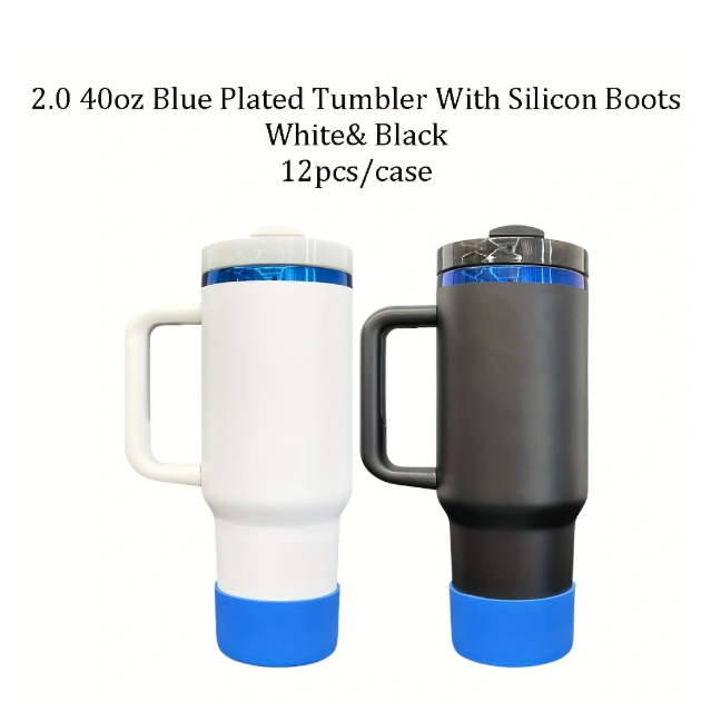 4Pack/8Pack/12Pack 40oz Blue Plated Underneath Powder Coated H2.0 Quencher Tumblers For Laser Engraving-CNLCA