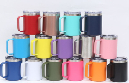 12oz/14oz/16oz Double Wall Powder Coated Stainless Steel Mug With Handle -CNLCA