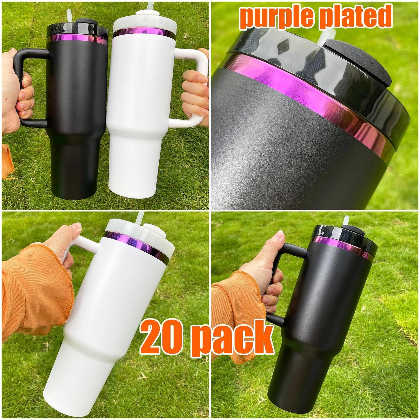 💜40oz Purple Underneath Powder Coated H2.0 Quencher Tumblers For Laser Engraving -CNLCA