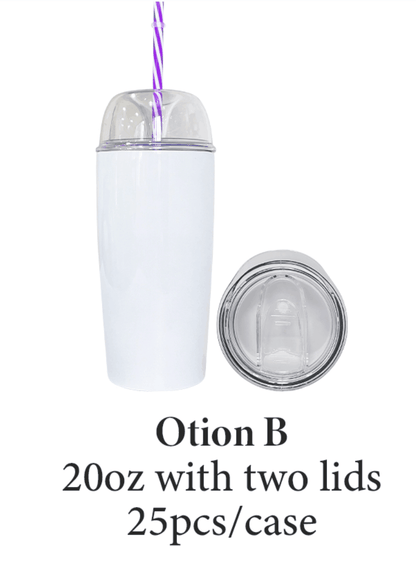 USA Warehouse 10oz 20oz 22oz Blank Sublimation Tumblers with DIY Dome Lid And Slide Lid -USLCA