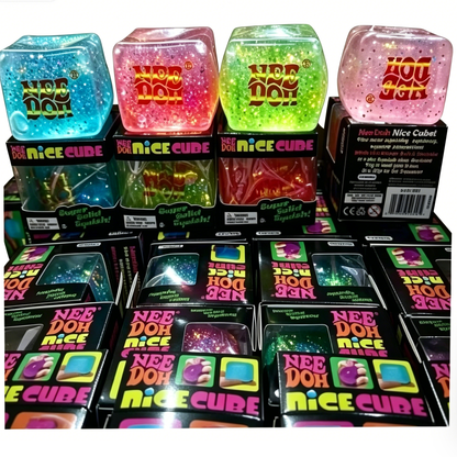 5.5cm NeeDoh Style Glow In Dark Glitter Nice Cube Fidget Toys Slow Rising Sensory Squeeze Toy For Kids Adults-CNLCA