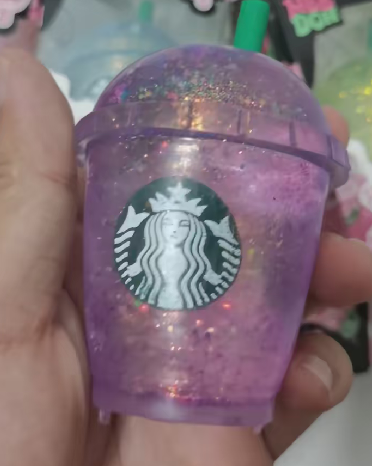 Glitter Sparkle Starbucks-Style Coffee Cup Squishy Toy NeeDoh Style Maltose Squeeze Fidget Toy Stress Relief Mini Milk Tea Cup Sensory Toy for Kids Adults-CNLCA