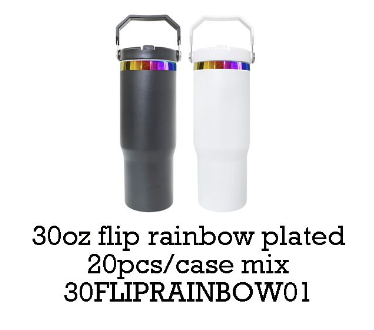 30oz Rainbow Plated Flip Straw Tumbler Water Bottle For Laser Engraving-CNLCA