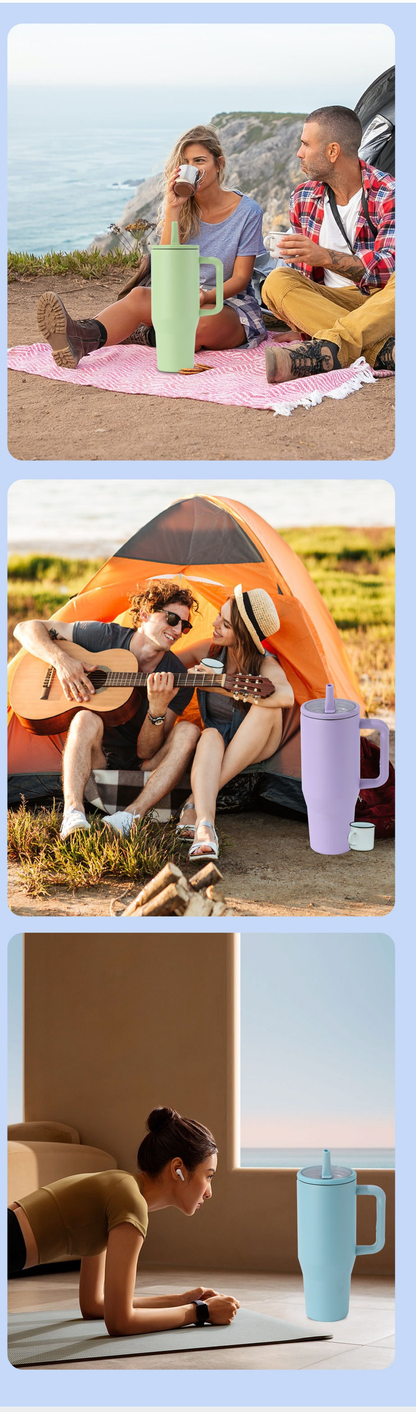 30oz 40oz Powder Coated Stainless Steel Flip Straw Lid Tumbler-CNLCA