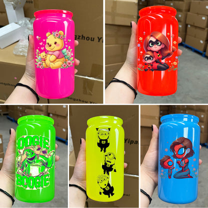 16oz Neon Colored Glass Can For Sublimation &UV DTF wraps-CNLCA