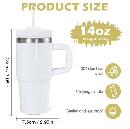 Cute 14oz Kids Baby White Blank Sublimation Tumbler With Handle-CNLCA