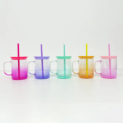 17oz Sublimation Ombre Jelly Color Beer Glass Mug With Handle -CNLCA