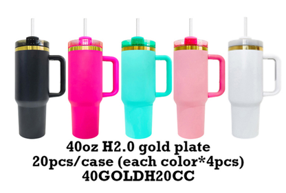 40oz H2.0 Stanley Style Gold Plating Plated Quencher Tumbler For Laser Engraving -CNLCA