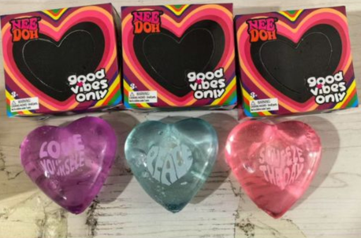 72Pack Needoh Style Good Vibes Only Sweet Heart Stress Relief Squishy Toy Stress-Relief Fidget Toy-CNLCA
