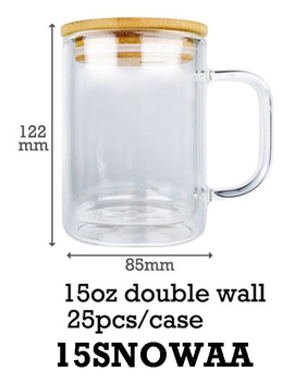 15oz Snow Globe Double Wall Glass Cans Mugs With Bamboo Lid - USLCA