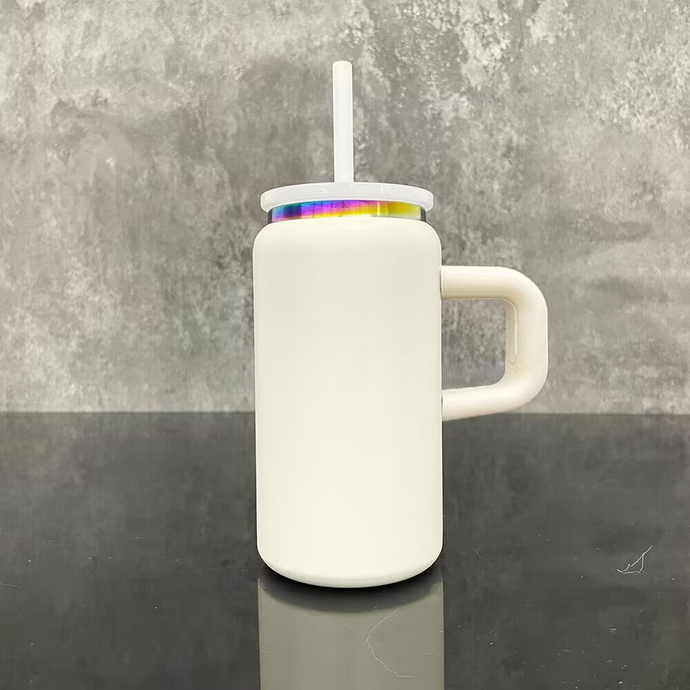 16oz Candy Sublimation /Rainbow Plated Underneath Powder Coated Stainless Steel Metal Can Cup With Handle-CNLCA