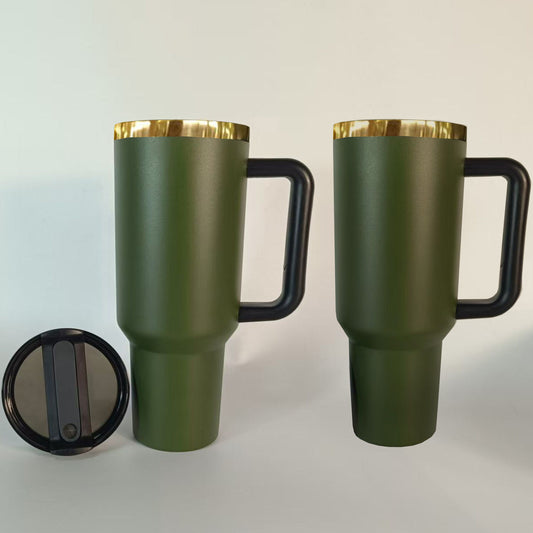 40oz Olive Army Green Silver/Gold Plated Underneath Powder Coated H2.0 Quencher Tumblers For Laser Engrave-CNLCA