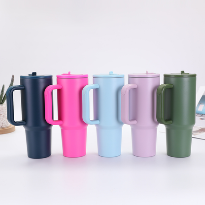 30oz 40oz Powder Coated Stainless Steel Flip Straw Lid Tumbler-CNLCA