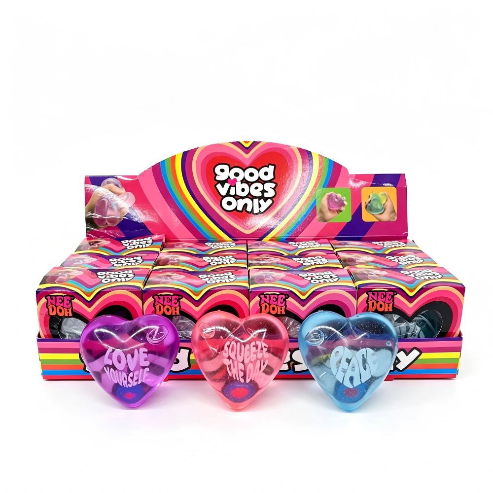 72Pack Needoh Style Good Vibes Only Sweet Heart Stress Relief Squishy Toy Stress-Relief Fidget Toy-CNLCA