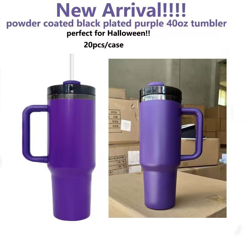 Custom H2.0 40oz Powder Coated Black Underneath Purple Color Quencher Tumblers For Laser Engrave -CNLCA