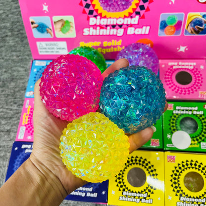 72Pack NeeDoh Style Diamond Squishy Stress Ball Iridescent Glitter Diamond Fidget Ball Squeeze Toy-CNLCA