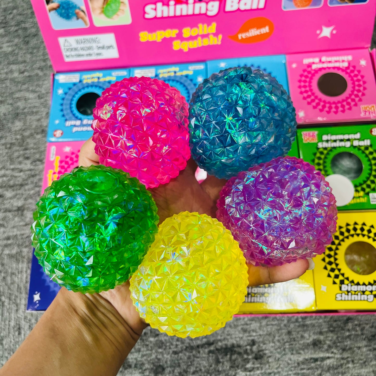 72Pack NeeDoh Style Diamond Squishy Stress Ball Iridescent Glitter Diamond Fidget Ball Squeeze Toy-CNLCA