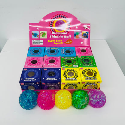 72Pack NeeDoh Style Diamond Squishy Stress Ball Iridescent Glitter Diamond Fidget Ball Squeeze Toy-CNLCA