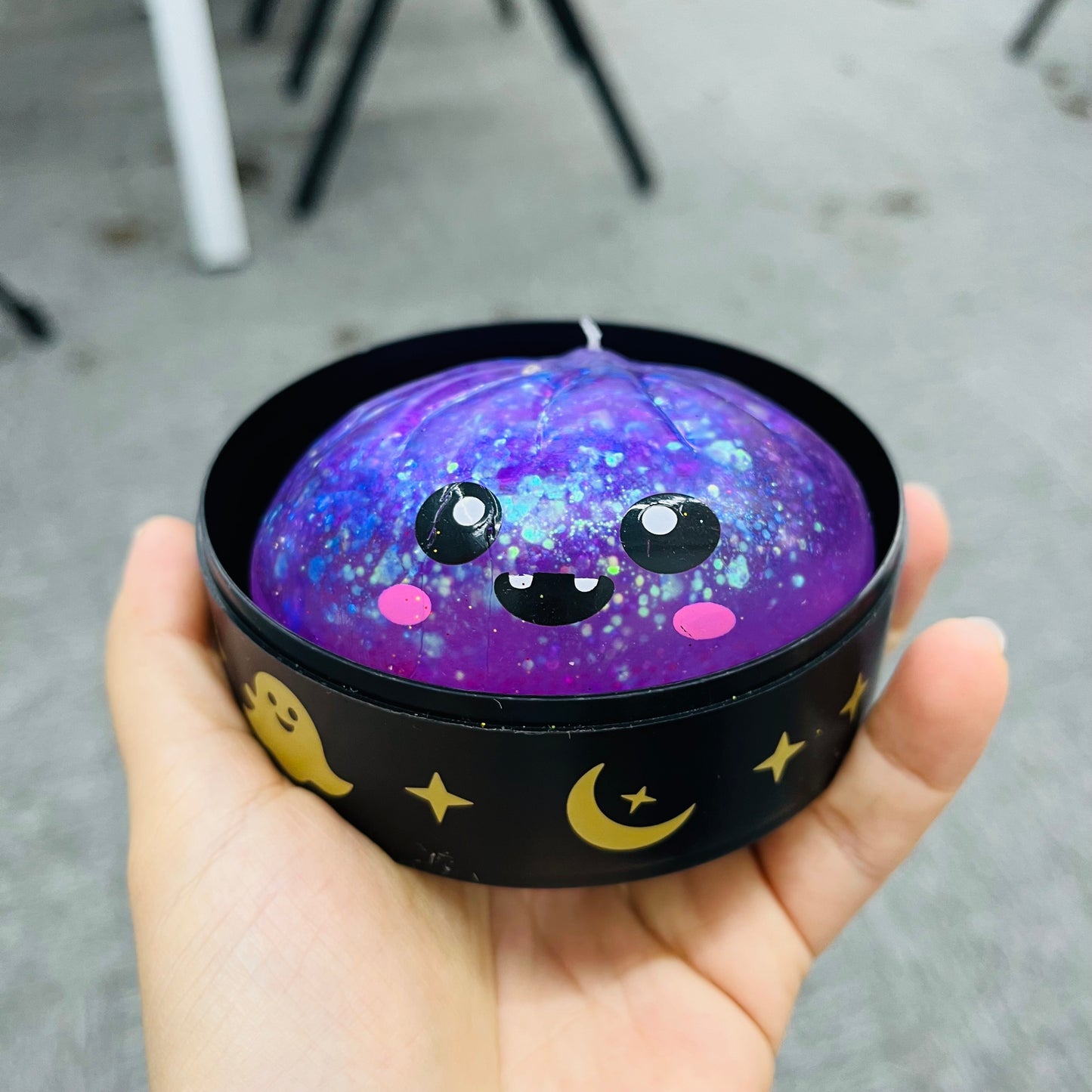 Halloween Glitter Spooky Squishy Glow In The Dark Maltose Filled Slow Rising Glitter Dumpling Squishy Jack-o'-lantern Ghost Skull Bloodshot Single Eyeball Squeeze Toy with Steamer Basket-CNLCA