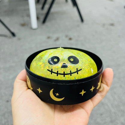 Halloween Glitter Spooky Squishy Glow In The Dark Maltose Filled Slow Rising Glitter Dumpling Squishy Jack-o'-lantern Ghost Skull Bloodshot Single Eyeball Squeeze Toy with Steamer Basket-CNLCA