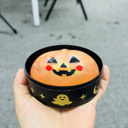 Halloween Glitter Spooky Squishy Glow In The Dark Maltose Filled Slow Rising Glitter Dumpling Squishy Jack-o'-lantern Ghost Skull Bloodshot Single Eyeball Squeeze Toy with Steamer Basket-CNLCA