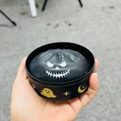 Halloween Glitter Spooky Squishy Glow In The Dark Maltose Filled Slow Rising Glitter Dumpling Squishy Jack-o'-lantern Ghost Skull Bloodshot Single Eyeball Squeeze Toy with Steamer Basket-CNLCA