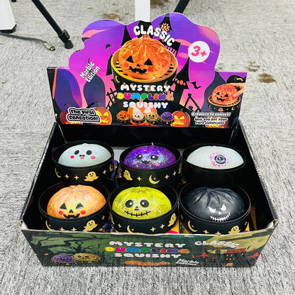 Halloween Glitter Spooky Squishy Glow In The Dark Maltose Filled Slow Rising Glitter Dumpling Squishy Jack-o'-lantern Ghost Skull Bloodshot Single Eyeball Squeeze Toy with Steamer Basket-CNLCA