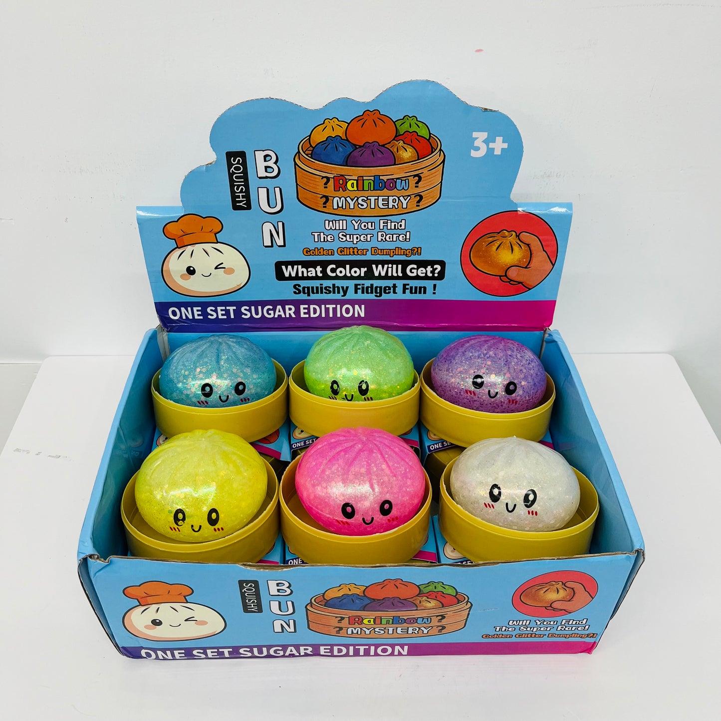 Cute Glitter Bead Pop Bun Squishy Toy Steamed Bao Stress Relief Fidget Blind Box Squeeze Sensory Toy For Kids Adults Anxiety Vent Gift-CNLCA