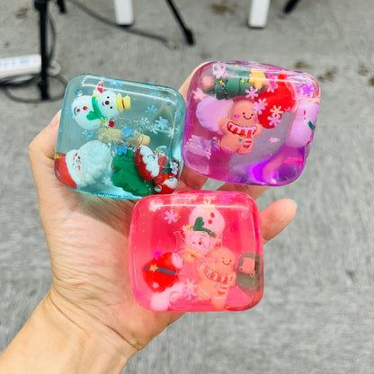 60Pack 5.5cm NeeDoh Style Christmas Nice Ice Cube Squishy Fidget Toys Slow Rising Sensory Squeeze Toy for Kids Adults-CNLCA