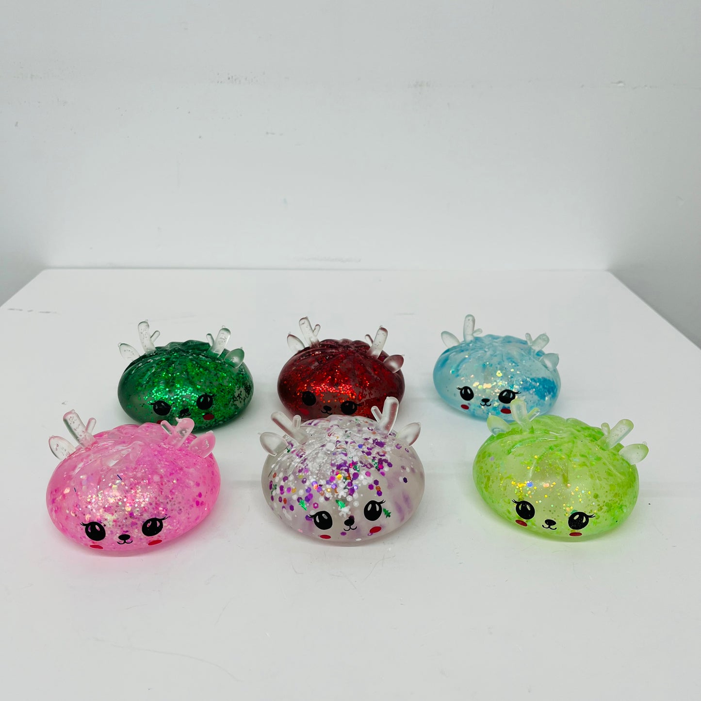 Xmas Glitter Christmas Reindeer Antler Bao Bun Dumpling Squishy Maltose Filled Slow Rising Fidget Stress Relief Toy-CNLCA