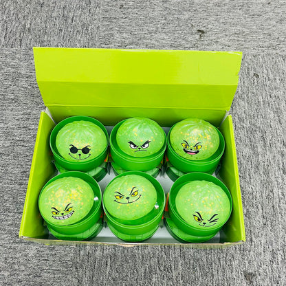 8.5cm Xmas Glow in dark Grinch Bun Squishy Glowing Grinch Dumpling Squeeze Fidget Toys for Christmas-CNLCA