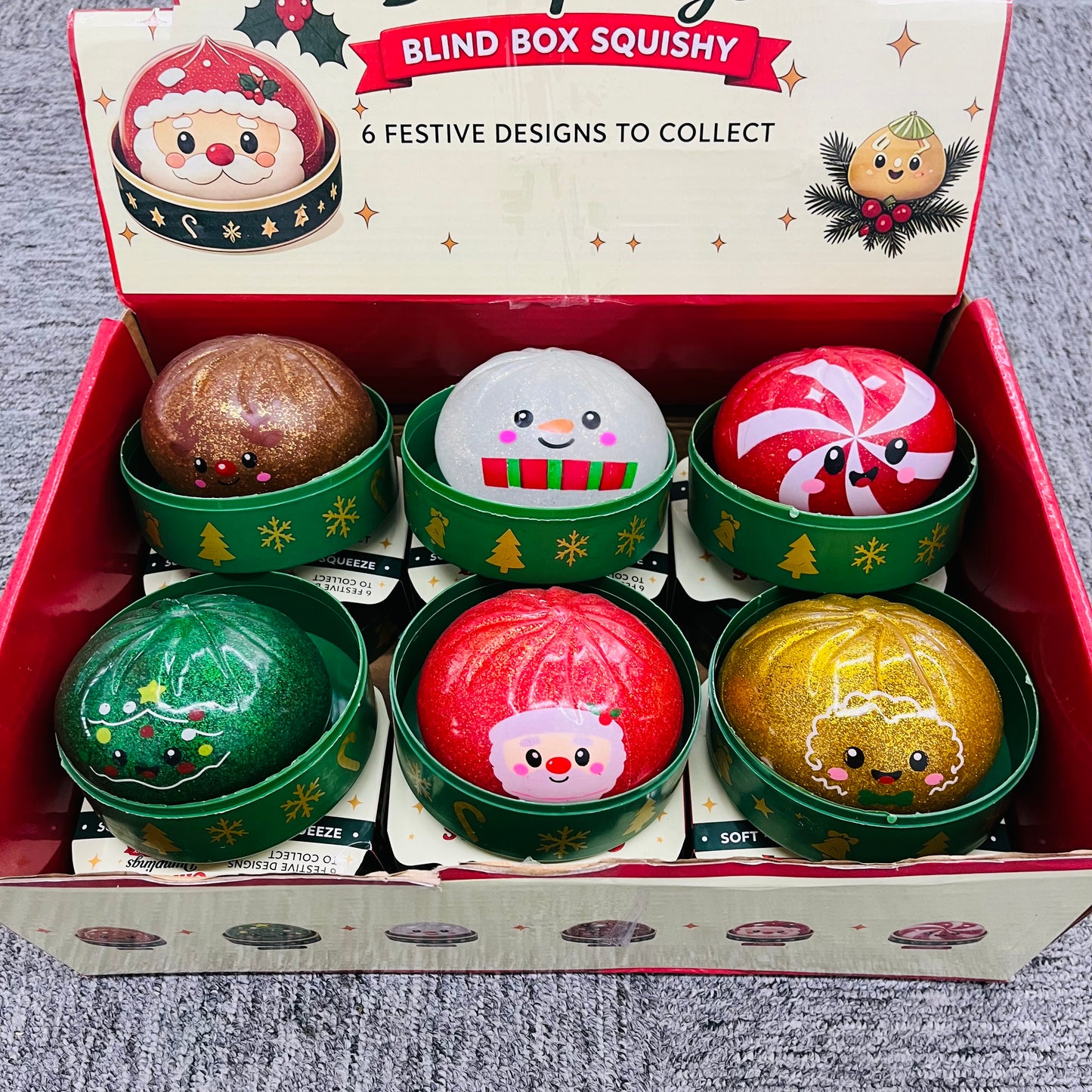 72Pack Christmas Dumpling Santa Snowman Reindeer Gingerbread Squishy Pectin Filled Bao Bun Dumpling Squishy Fidget Stress Relief Toy-CNLCA