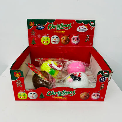 72Pack Christmas Smushers Squishy Toy DIY Face Swap Soft Flour Filled Squishy Toy Stress Relief Ball-CNLCA