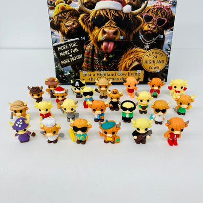 25Pack 2026 Highland Cow Christmas Advent Calendar 24 Days Countdown 3D Mini Figurines Blind Box Toy-CNLCA