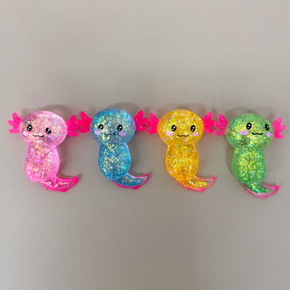 Cute Glitter Axolotl Squishy Slow Rising Maltose Stress Relief Squeeze Toys Malt Sugar Axolotl Fidget Toy for Kids Adults-CNLCA