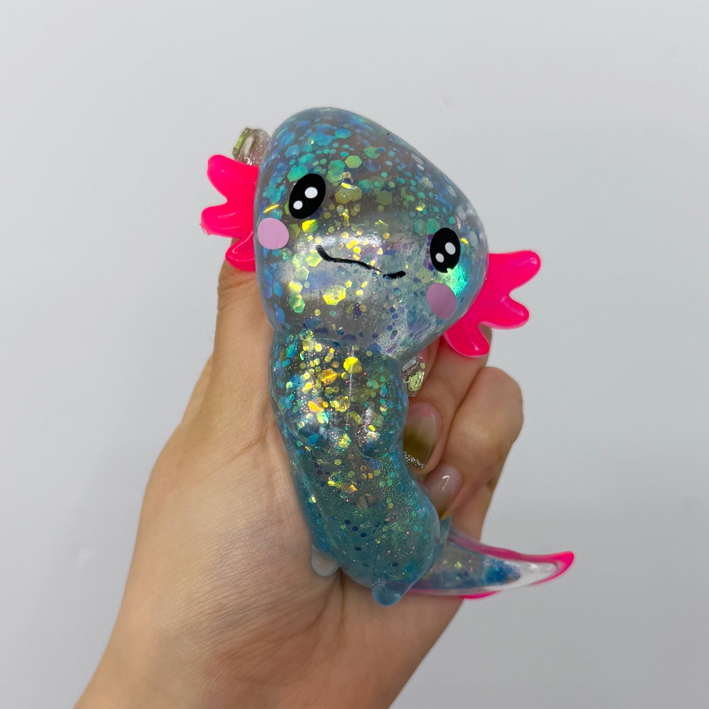 Cute Glitter Axolotl Squishy Slow Rising Maltose Stress Relief Squeeze Toys Malt Sugar Axolotl Fidget Toy for Kids Adults-CNLCA