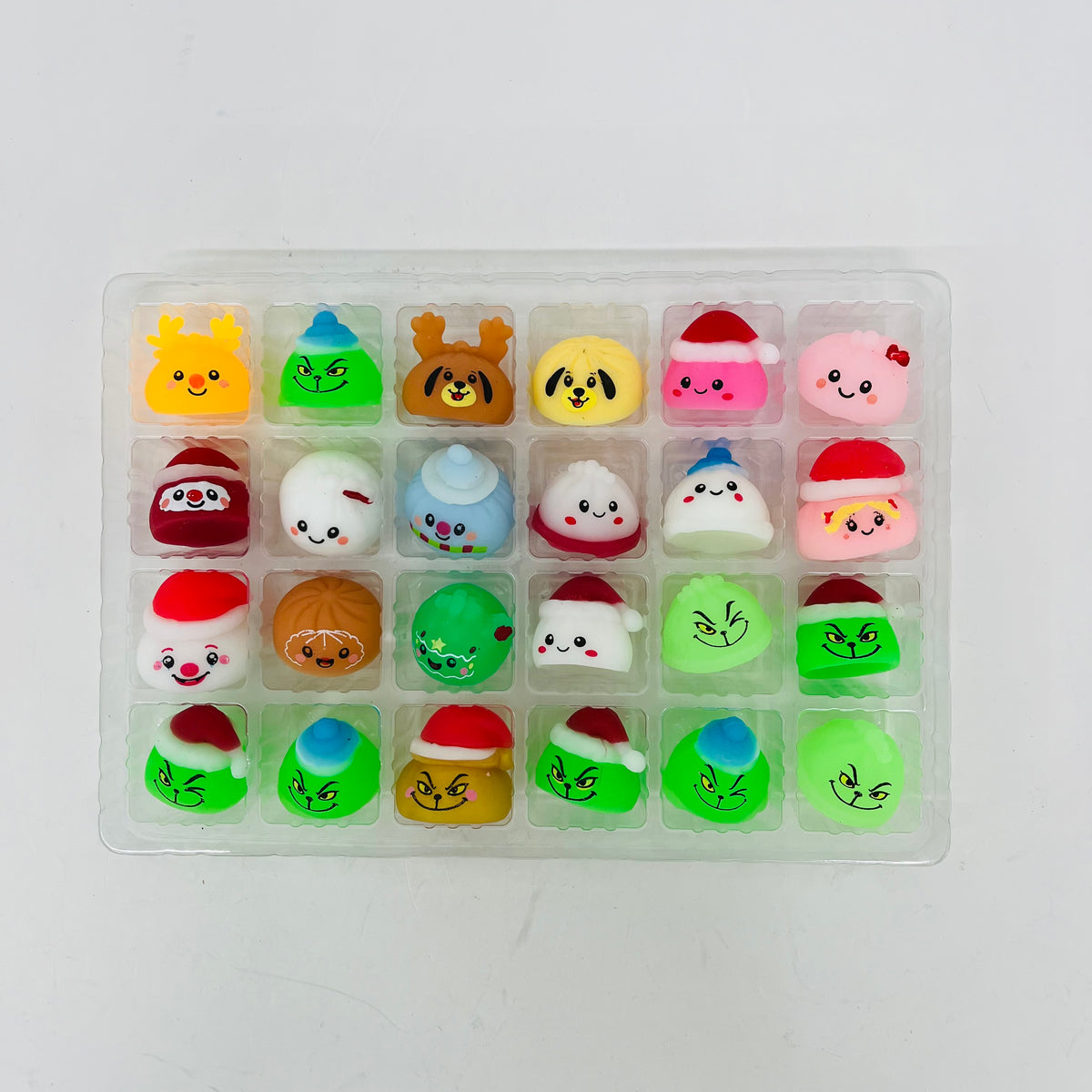 26sets TPR 24 Days Mystery Grinch Dumpling Christmas Advent Calendar Blind Box Mini Squishy Fidget Toys for Christmas Countdown-CNLCA