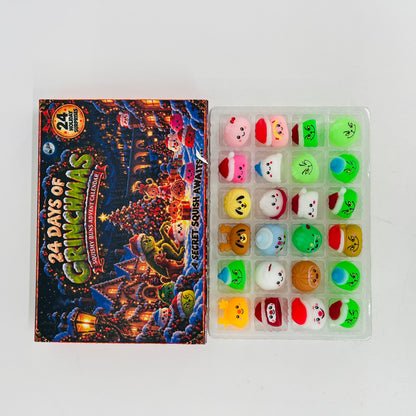 26sets TPR 24 Days Mystery Grinch Dumpling Christmas Advent Calendar Blind Box Mini Squishy Fidget Toys for Christmas Countdown-CNLCA