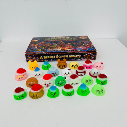 26sets TPR 24 Days Mystery Grinch Dumpling Christmas Advent Calendar Blind Box Mini Squishy Fidget Toys for Christmas Countdown-CNLCA
