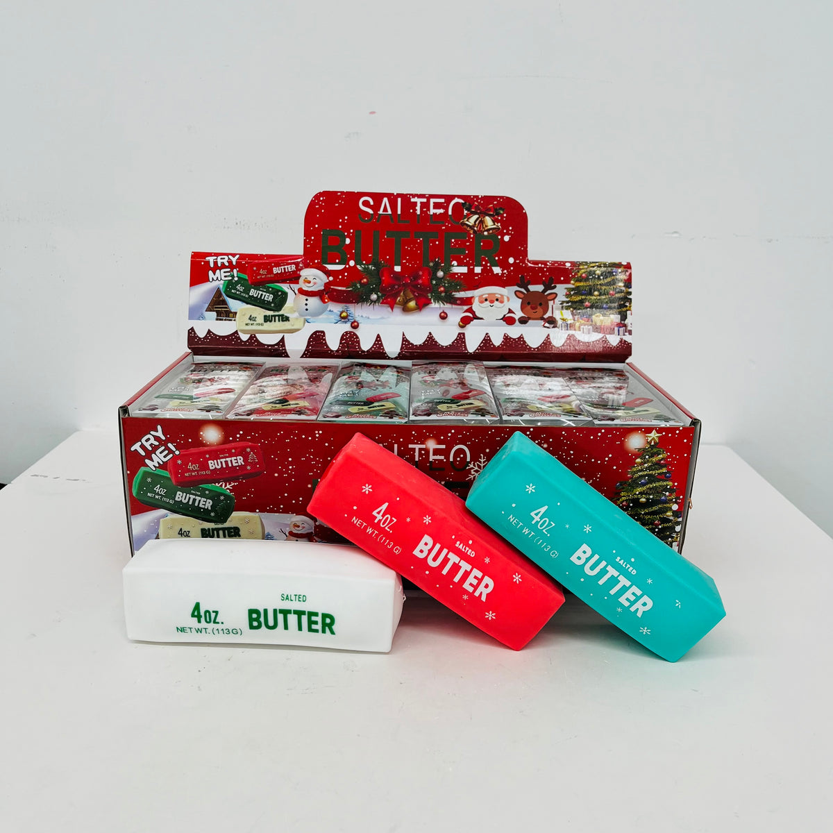 72Pack Christmas Crunchy 4oz Butter Squishy Block‑Filled Crinkle Sound Butter Bar Squishy ASMR Stress Relief Fidget Toys-CNLCA