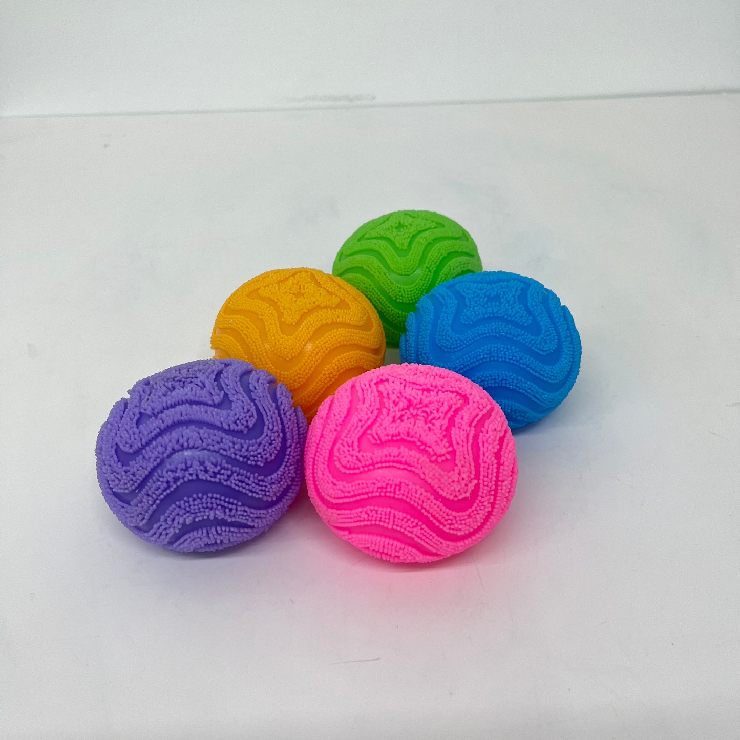 Nee Doh Style Textured Wave Fuzzy Ball Stress Relief Toy Soft Squeeze Anxiety Relief Sensory Fidget Toy for Kids Adults Classroom Rewards-CNLCA