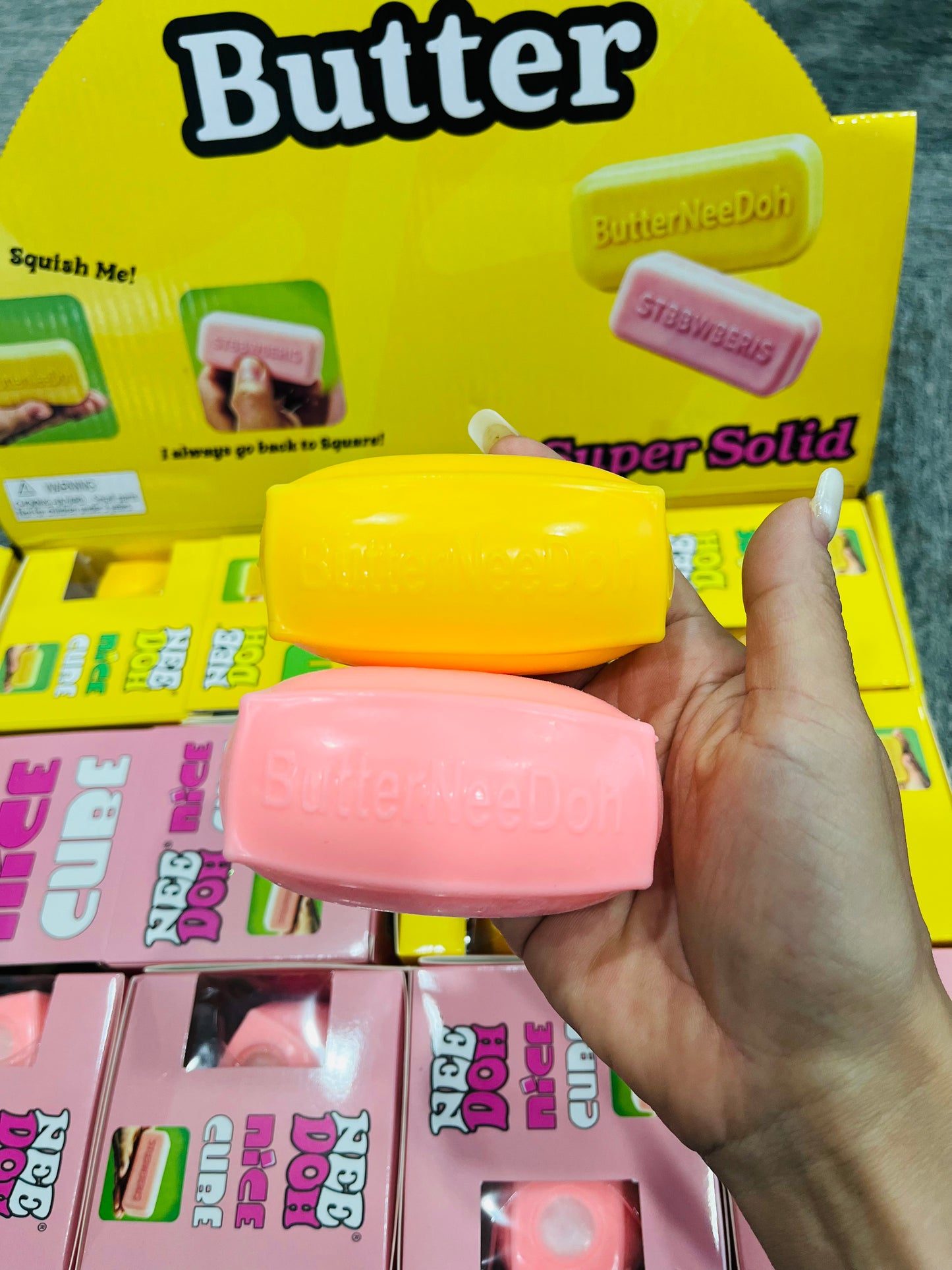 China 72Pack Needoh Cute Flour-filled TPR Yellow Butter Pink Strawberry Squishy Butter Stick Stress Relief Fidget Toy-CNLCA