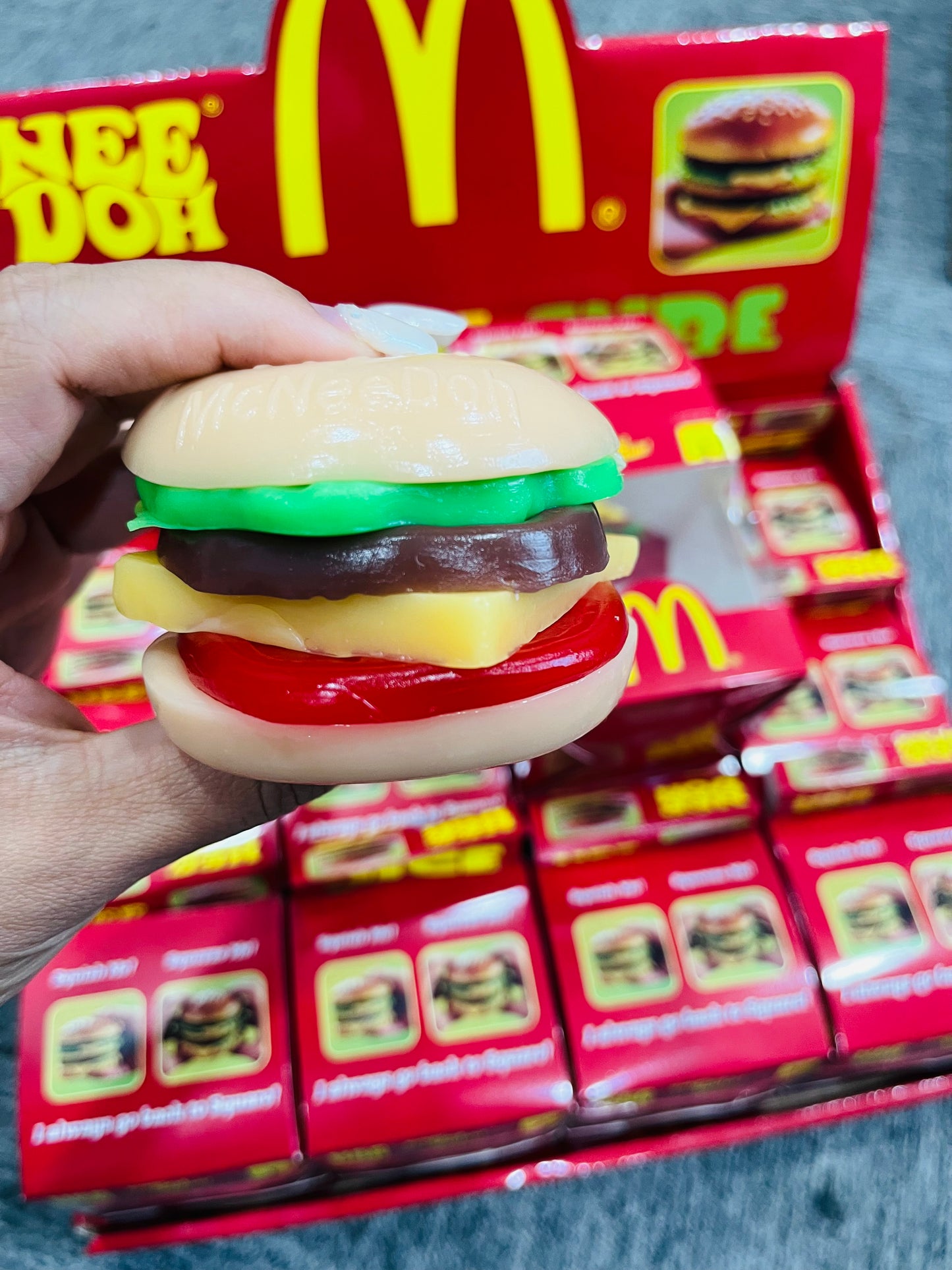 Needoh Style Removable DIY Food Yummy Burger Squish Realistic Tasty Cheeseburger Stress Relief Hamburger Squishy Toy Fidget Squeeze Ball for ADHD-CNLCA