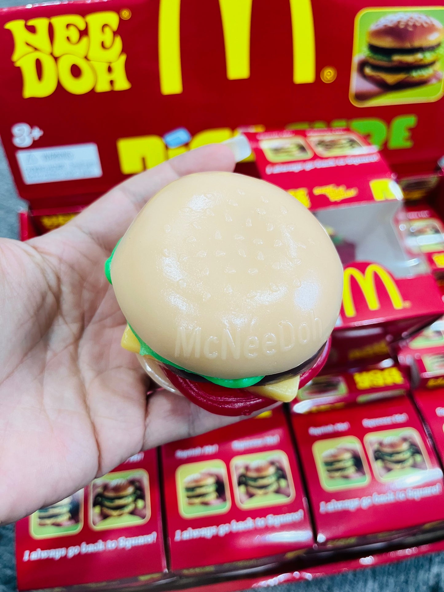 Needoh Style Removable DIY Food Yummy Burger Squish Realistic Tasty Cheeseburger Stress Relief Hamburger Squishy Toy Fidget Squeeze Ball for ADHD-CNLCA