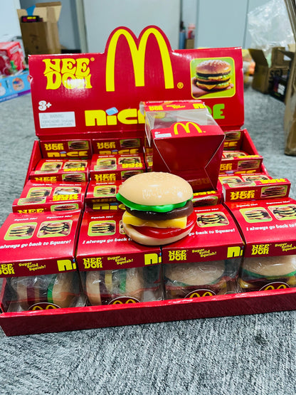 Needoh Style Removable DIY Food Yummy Burger Squish Realistic Tasty Cheeseburger Stress Relief Hamburger Squishy Toy Fidget Squeeze Ball for ADHD-CNLCA