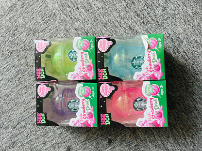 NeeDoh Starbucks Style Co-branded Glitter Sparkle Coffee Cup Shape Squishy Toy Maltose Mini Milk Tea Boba Cup Squeeze Fidget Sensory Toy for Kids Adults-CNLCA