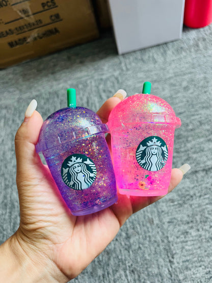 NeeDoh Starbucks Style Co-branded Glitter Sparkle Coffee Cup Shape Squishy Toy Maltose Mini Milk Tea Boba Cup Squeeze Fidget Sensory Toy for Kids Adults-CNLCA